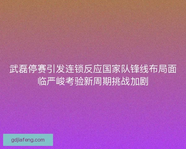 武磊停赛引发连锁反应国家队锋线布局面临严峻考验新周期挑战加剧